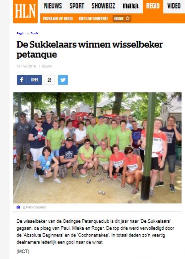 Ons eigen clubtornooi "De sukkelaars winnen wisselbeker" / Vrijdag cursus petanquen !